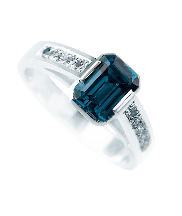 Emerald Cut Blue Zircon - Filigree Jewellery Christchurch, New Zealand