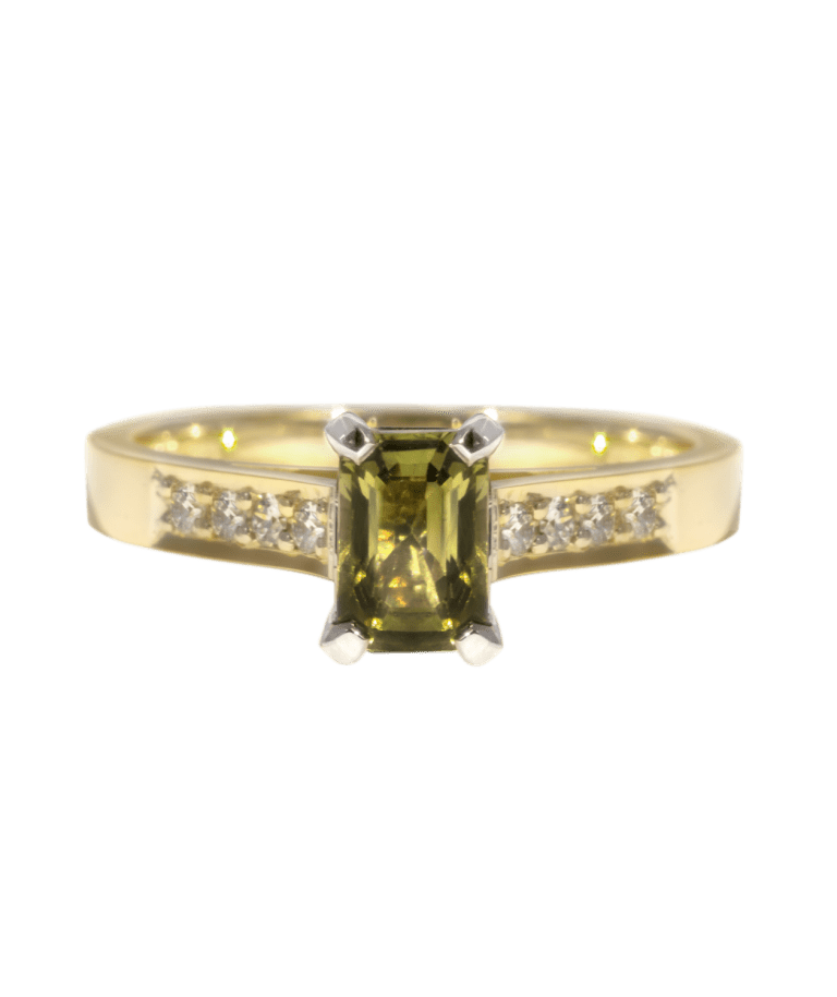 Petite Emerald Cut Yellow Sapphire Ring Filigree
