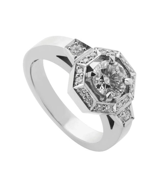 Hexagonal Halo Ring