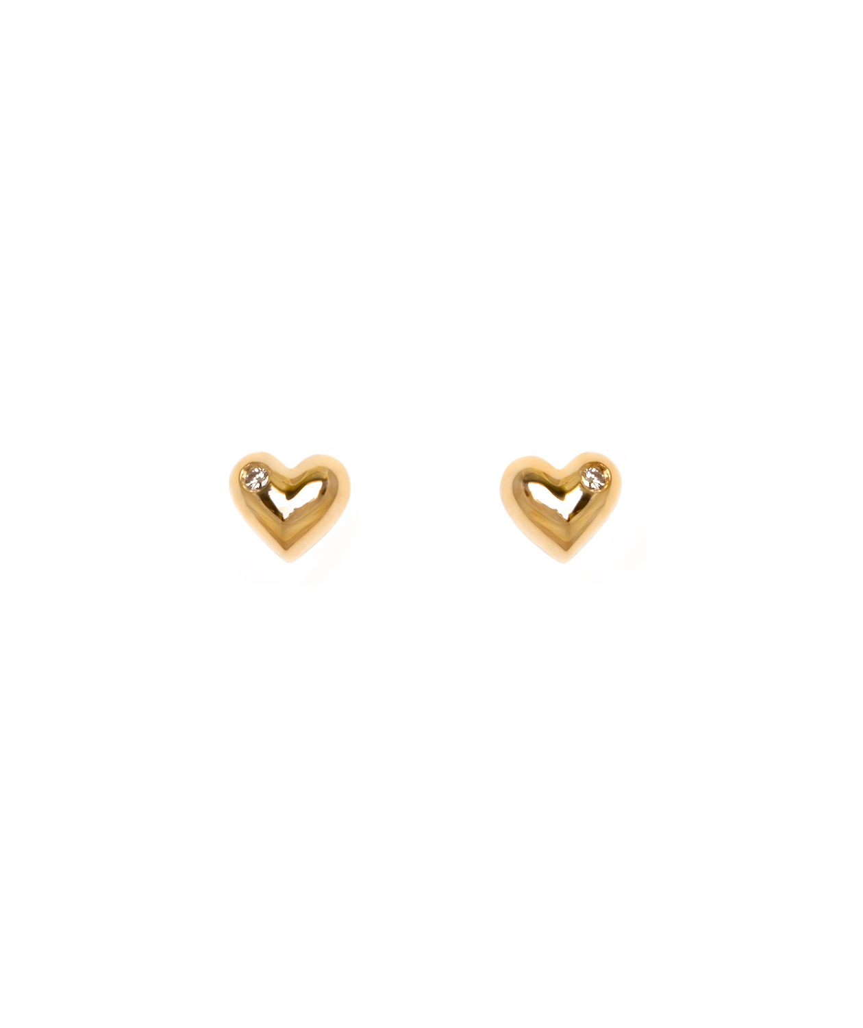 Gold Diamond Heart Studs - Filigree Jewellery Christchurch, New Zealand