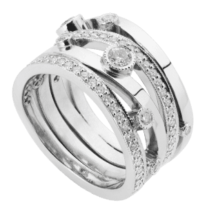 Diamond four wave band organic ring