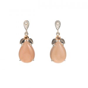 Moonstone Pear and Pearl Earrings