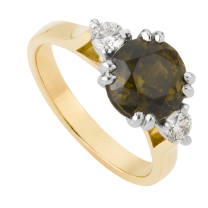 Olive Zircon Solitaire Ring