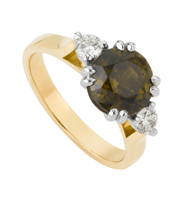 Olive Zircon Solitaire Ring