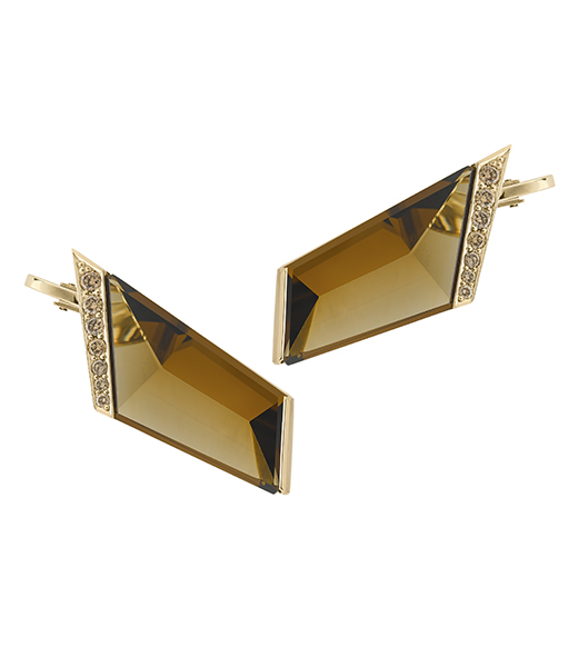 Shard, Smokey Quartz Geometric 9ct Yellow Gold Ear Cuffs Asymmetric