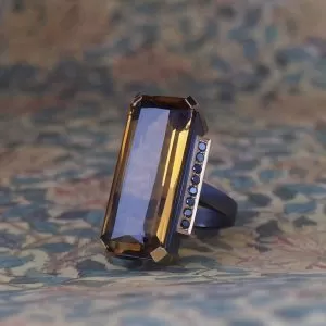 Tsarina - Oxi STG & 9ct YG 35.06ct Citrine & Black Diamond Ring