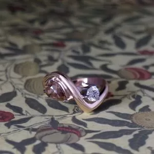 Rhi 9ct RG and PLT 2.06ct Champagne Zircon and 0.37ct Diamond  E VS1
