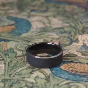 Ranger - Zirconium 8x2mm Band Flat Profile Silk Finish with Bevelled Edges Size U