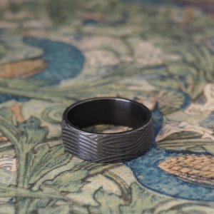Warrior - Zirconium, 8x1.7mm Band with  Wave Laser Engraving Size U