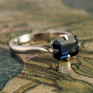 Circe - PLT 2.11ct Teal Blue Octagonal AUS Sapphire Solitaire Ring