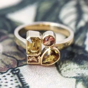 Eos - 9YG 2.30ct TW Yellow Sapphire Modern Asymmetric Multistone Ring
