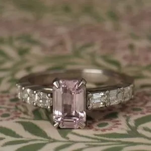 Eros - PLT 2.03ct Pink Emerald Cut Sapphire (No Heat) Claw Set Multistone Ring with .96ct TDW E-F VS Emerald Cut Diamonds Size P