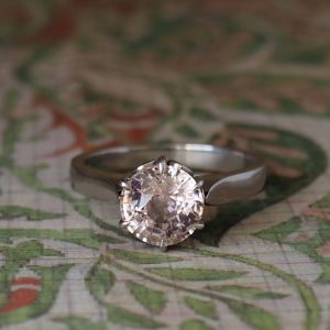 Venus - PLT 2.52ct Peach Round Sapphire (No Heat, Cert) Solitaire Ring with .17ct TDW Petal Details
