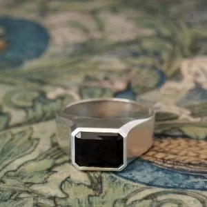Victor - STG 7.6ct Black Ocatagonal Spinel Signet Ring