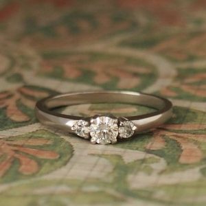 Snowdrops - PLT .21ct Brilliant Diamond Three Stone Ring with .09ct TDW Side Diamonds Size N 1/2