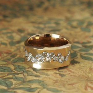 Dandelion - 9YG 1.76ct TDW Rose Cut Diamond Organic Polished Band Size T