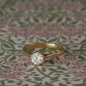 Eloise - 18ct YG, 0.80ct E IF Petal Solitaire Ring Size Q