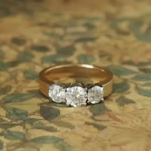 Tripoli - PLT & 18YG .63ct F IF Diamond Three Stone Ring with x2 .40ct F IF Side Diamonds Size N 1/2