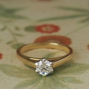 Tulip - 18YG & PLT .53ct D VVS LAB Diamond Solitaire Ring Size N 1/2