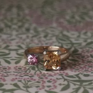 Lulu - 9RG & PLT Sapphire Twin Ring Size N 1/2