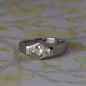 Aerial - PLT 1.04ct Yellow Hexagonal Sapphire Solitaire Ring Size K 1/2