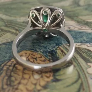 Demeter - PLT .67ct AAA Brilliant Emerald Grain Set Cluster Ring with .15ct TDW & .26ct TW Emerald Details