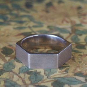 Nanchang - STG 8mm Hexagonal Shaped Band with Brushed Finish Size V 1/2