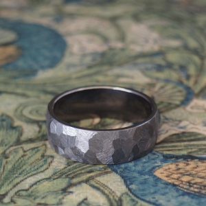 Artillery - Tantalum 8x1.8mm Band Half Round Diagonal File Beaten Finish Size Y