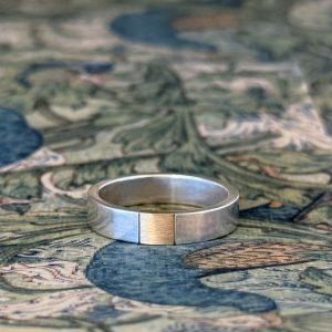 Ace - STG 4.5mm Flat Band with 9YG Square Inlay Size P