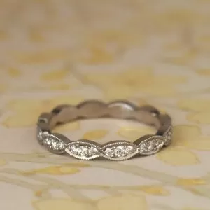 Margaret - PLT Full Set Marquise Shaped Eternity Band with .36ct TDW Round Brilliants Size N 1/2