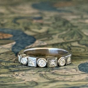 Garland - PLT 0.74ct TDW D-F VS 7 Stone Round & Princess Diamond Band Size P 1/2
