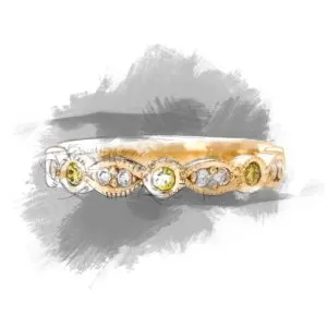 Estelle - PLT .87ct TDW Asymmetric Rub Set Baguette, Carre, Princess, Round Diamond Band Size L