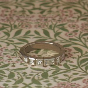Estelle - PLT .87ct TDW Asymmetric Rub Set Baguette, Carre, Princess, Round Diamond Band Size L